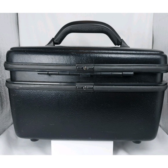 Samsonite Silhouette 5 Hard Cosmetic Train Case 1993 Key Mirror Tray Black - Picture 5 of 10